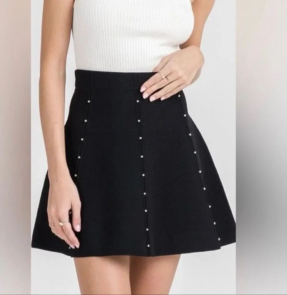 ZARA studded front a line knit skirt size small knitted material mini high waist